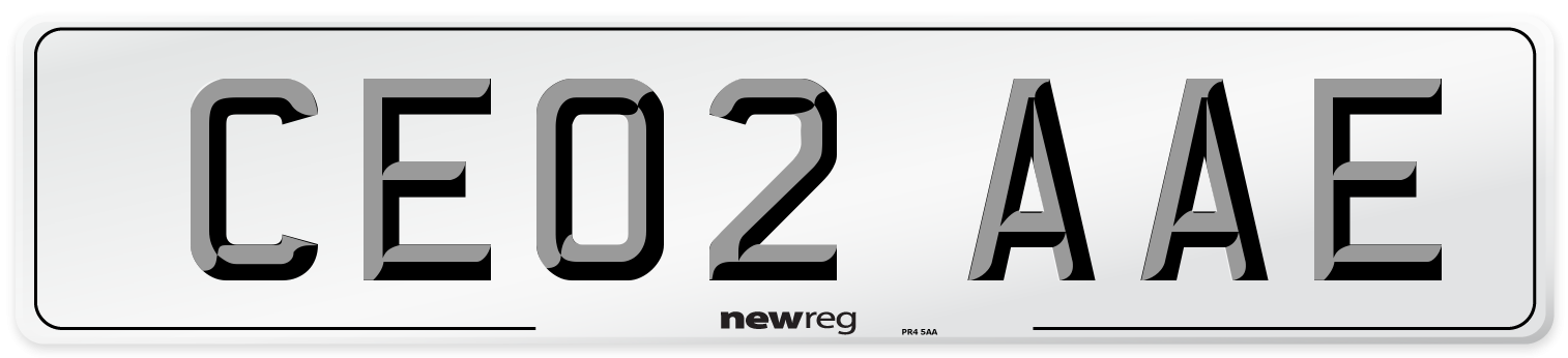 CE02 AAE Number Plate from New Reg